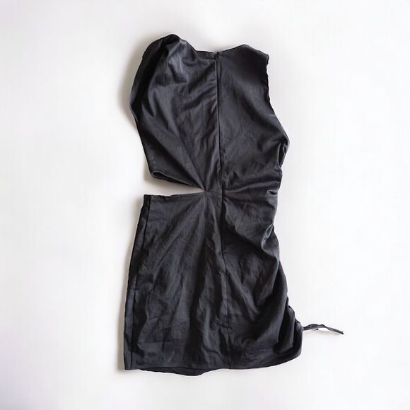 Zara Women's Stretch Bodycon Cut Out Twist Shoulder Side Cinch Mini Dress Sz S - Picture 8 of 14